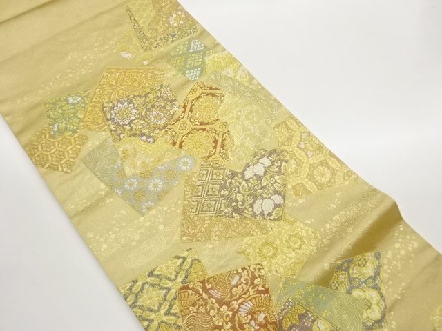 JAPANESE KIMONO / FUKURO OBI / WOVEN FLOWER CREST & BIRD 